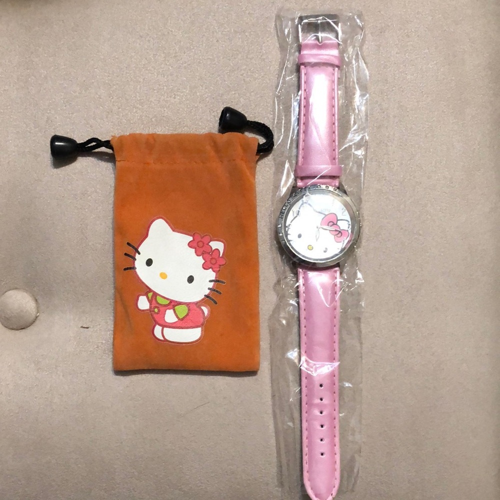 Sanrio Pink Hello Kitty Watch with Orange Pouch